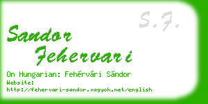 sandor fehervari business card