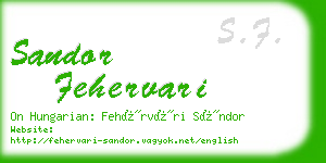 sandor fehervari business card